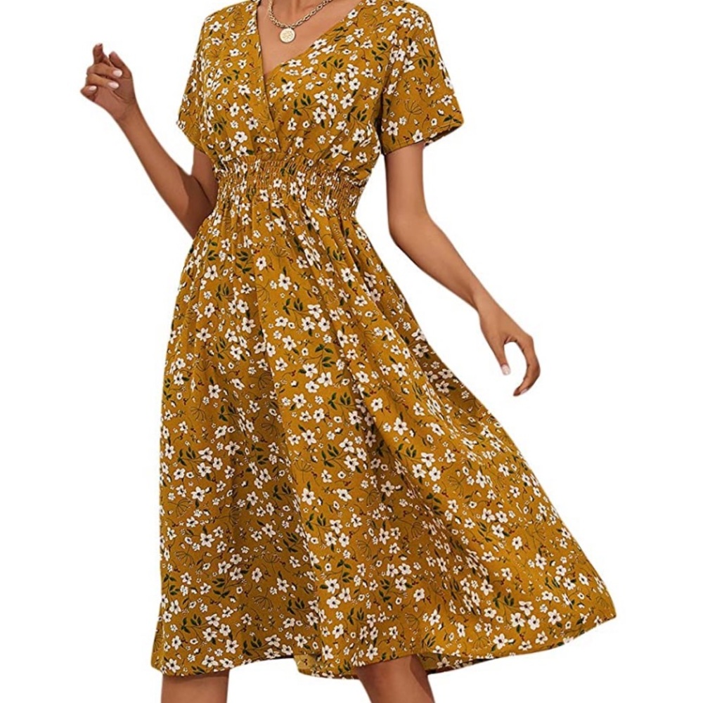 Women’s Floral Short Sleeve Midi Dress M